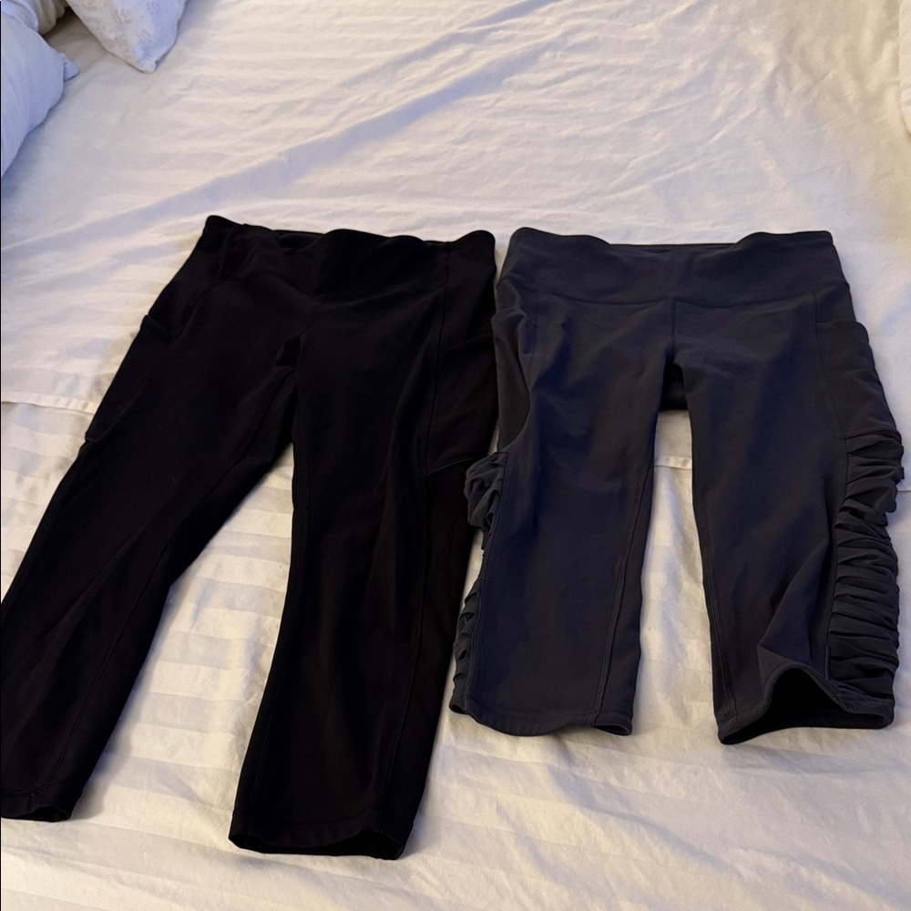 lululemon athletica Black and Gray Leggings cropped
